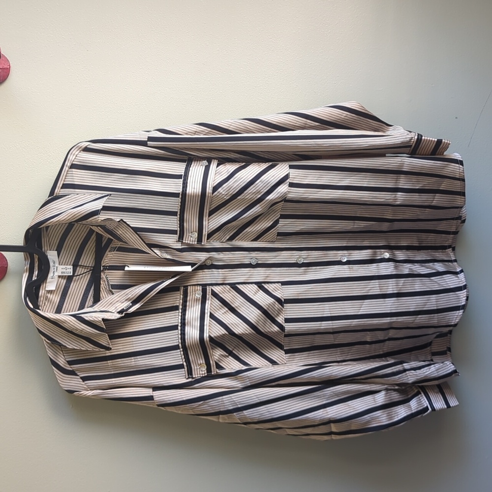 Haver + Blair. Striped Button-Down Blouse. Size Small. NWTs